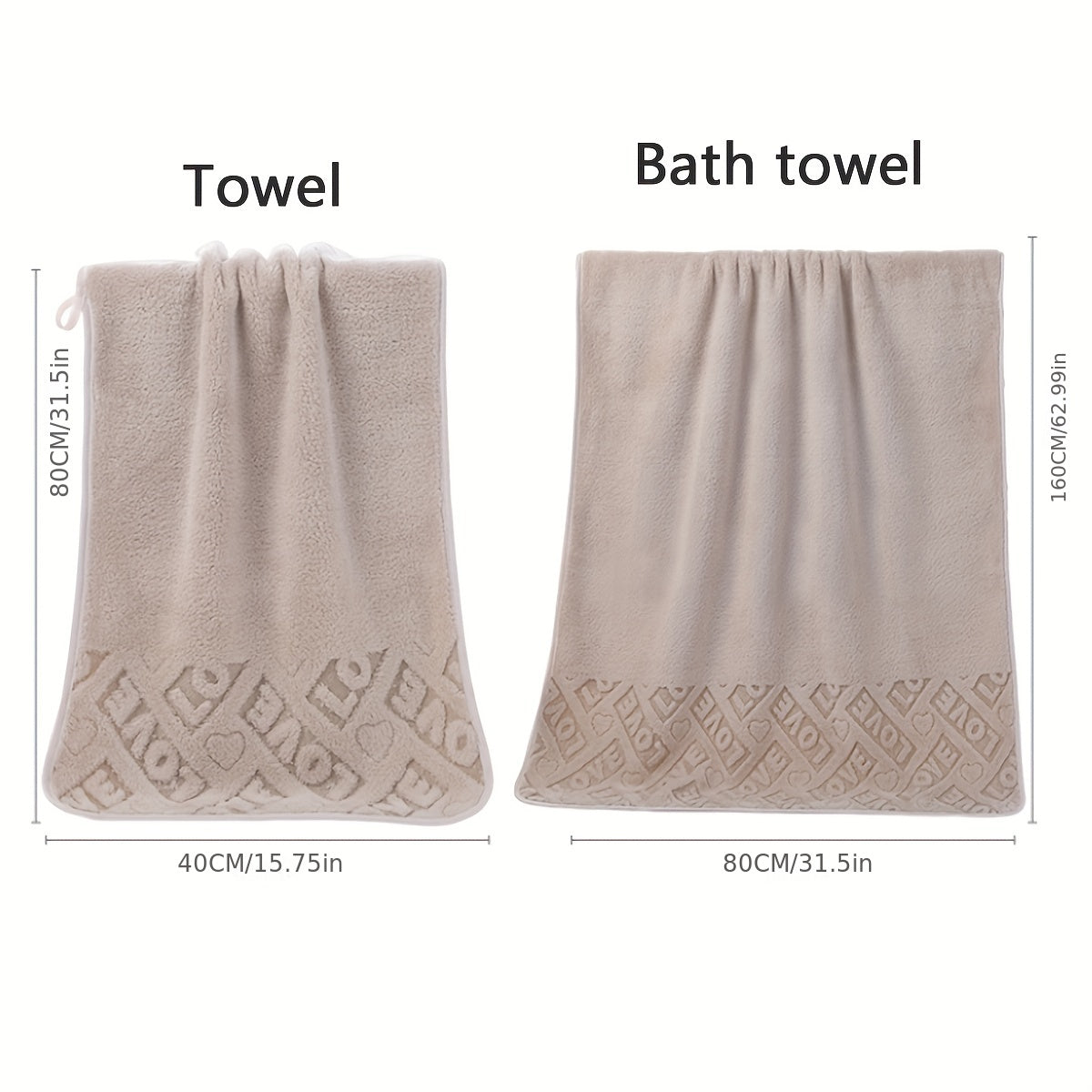 1pc LOVE Printed Hand Towel Bath Towel Soft Skin-friendly Face Towel