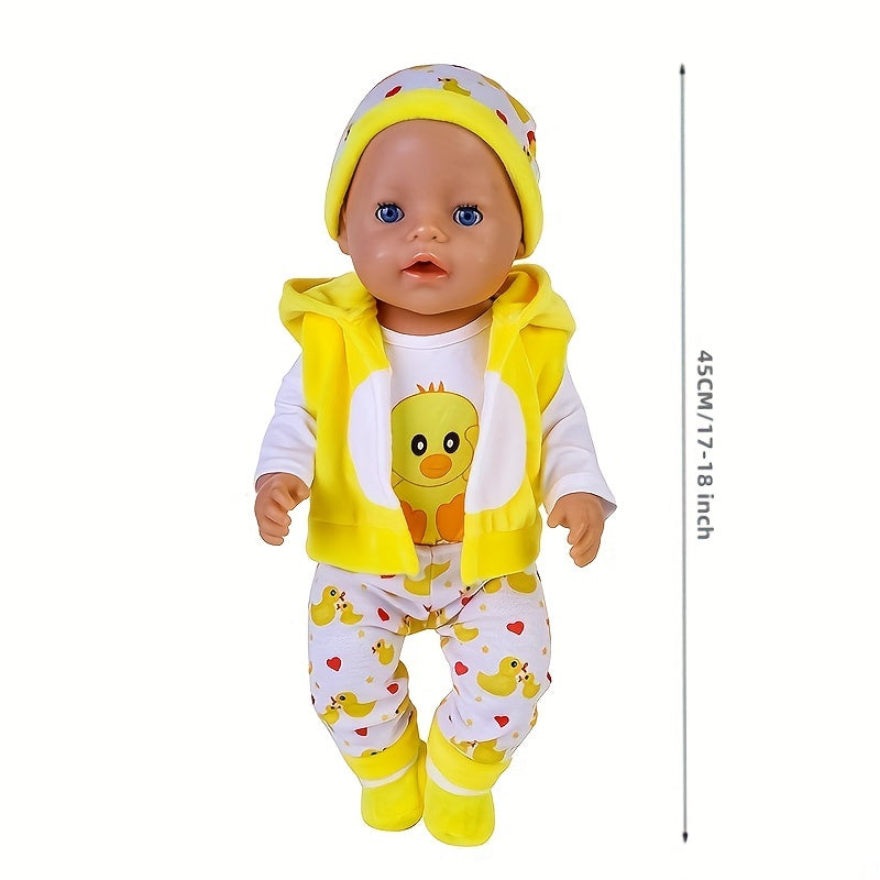 Yellow Duck Doll Clothes Set For 17-18 Inch Dolls