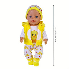 Yellow Duck Doll Clothes Set For 17-18 Inch Dolls