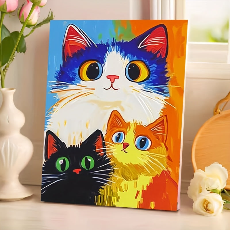 DIY Three Cats Digital Painting Kit for Adults - Home Decoration Gift
