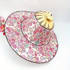 Vintage Floral Bamboo Fan Sun Hat