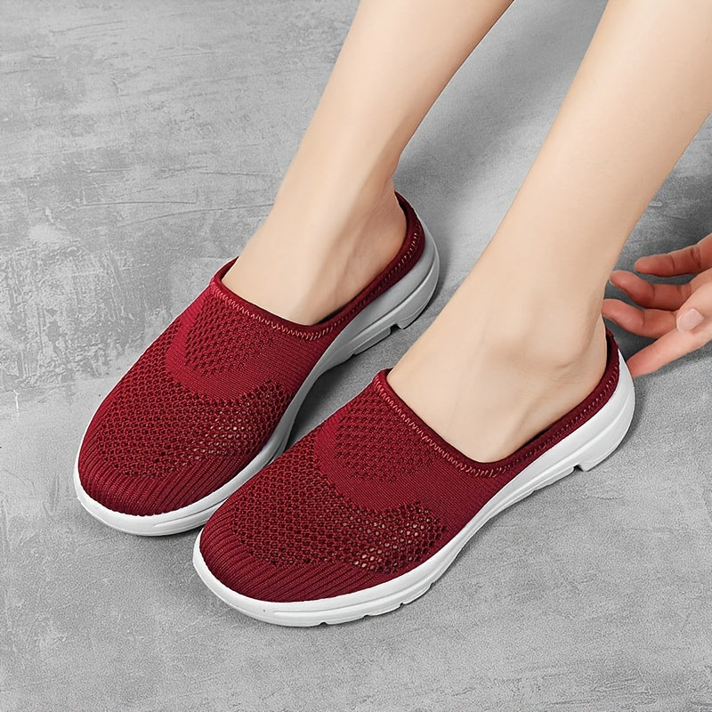 Women's Mesh Hollow Out Slip On Mules Flat Casual Shoes