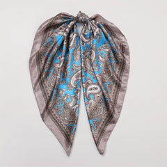 Vintage Paisley Print Square Scarf Satin Bandana Windproof Head Wrap