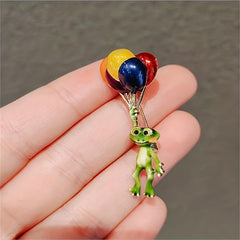 Funny Balloon Frog Brooches Colorful Balloons Pin Travel Gift