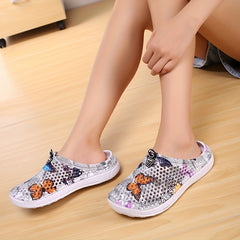 Women's Butterfly Printed Clogs Non Slip Slide Shoes Casual Outdoor Clogs