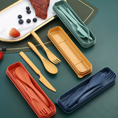 3pcs Cutlery Set Fork And Spoon Set Outdoor Tableware Portable for Camping