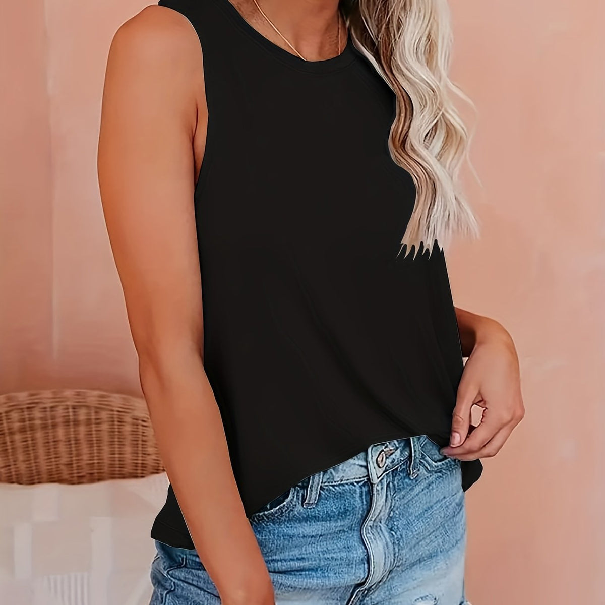 Solid Tank Top Casual Sleeveless Versatile Summer Tank Top Women's Clothing