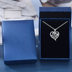 Mother Child Turtle Rhinestone Heart Pendant Necklace
