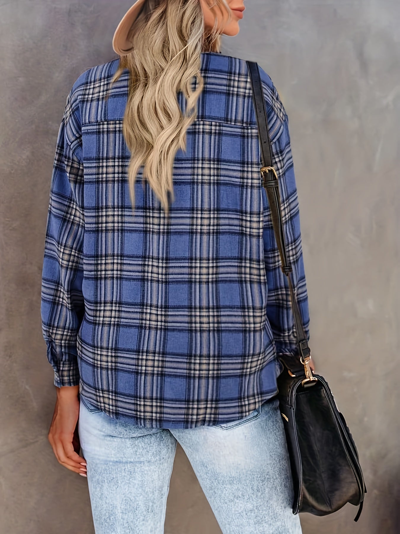  Plaid Print Button Up Long Sleeve Shirt