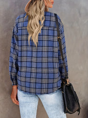  Plaid Print Button Up Long Sleeve Shirt