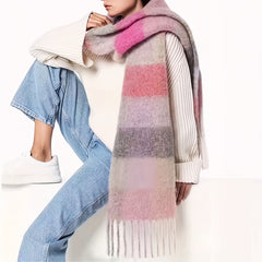 Warm Plaid Shawl Tassel Thick Scarf Windproof Inelasticity