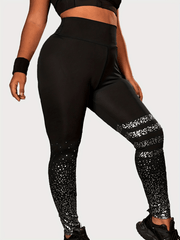  Polka Dot Print Wide Waistband Fitness Leggings