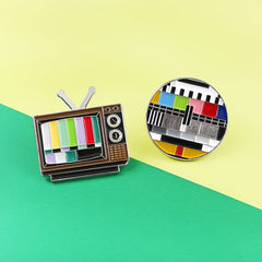 Retro TV No Signal Brooch Pin