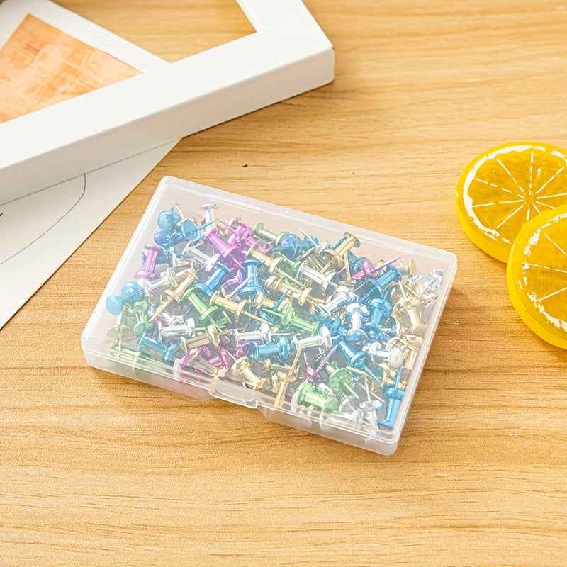 100pcs Colorful Push Pins Standard Plastic Golden Thumb Tacks