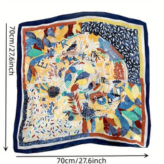French Style Vintage Square Silk Scarf Bandana Boho Satin Shawl