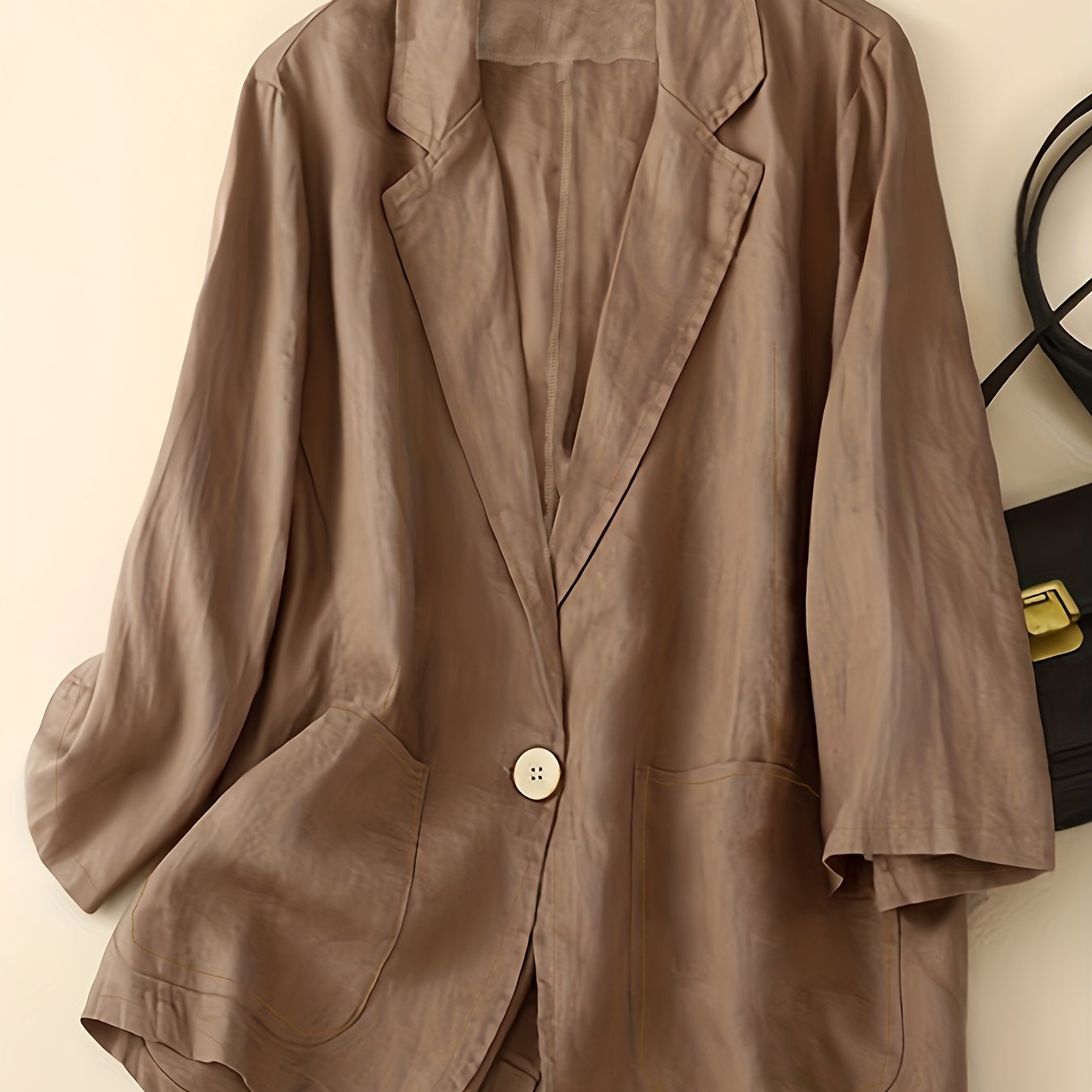  Solid Workwear Blazer with Pockets