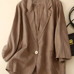  Solid Workwear Blazer with Pockets