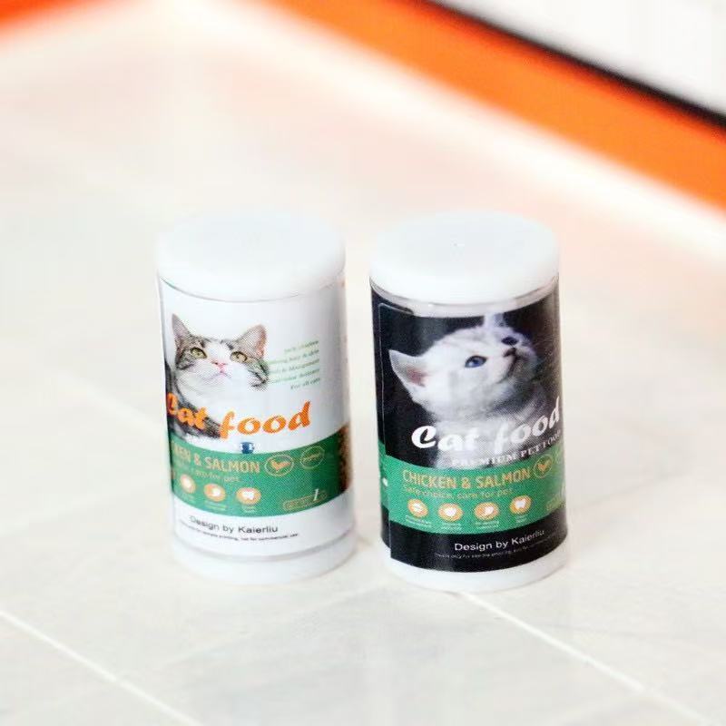 Dollhouse Pet Food Can Set - Realistic Dog & Cat Food Models for Decor