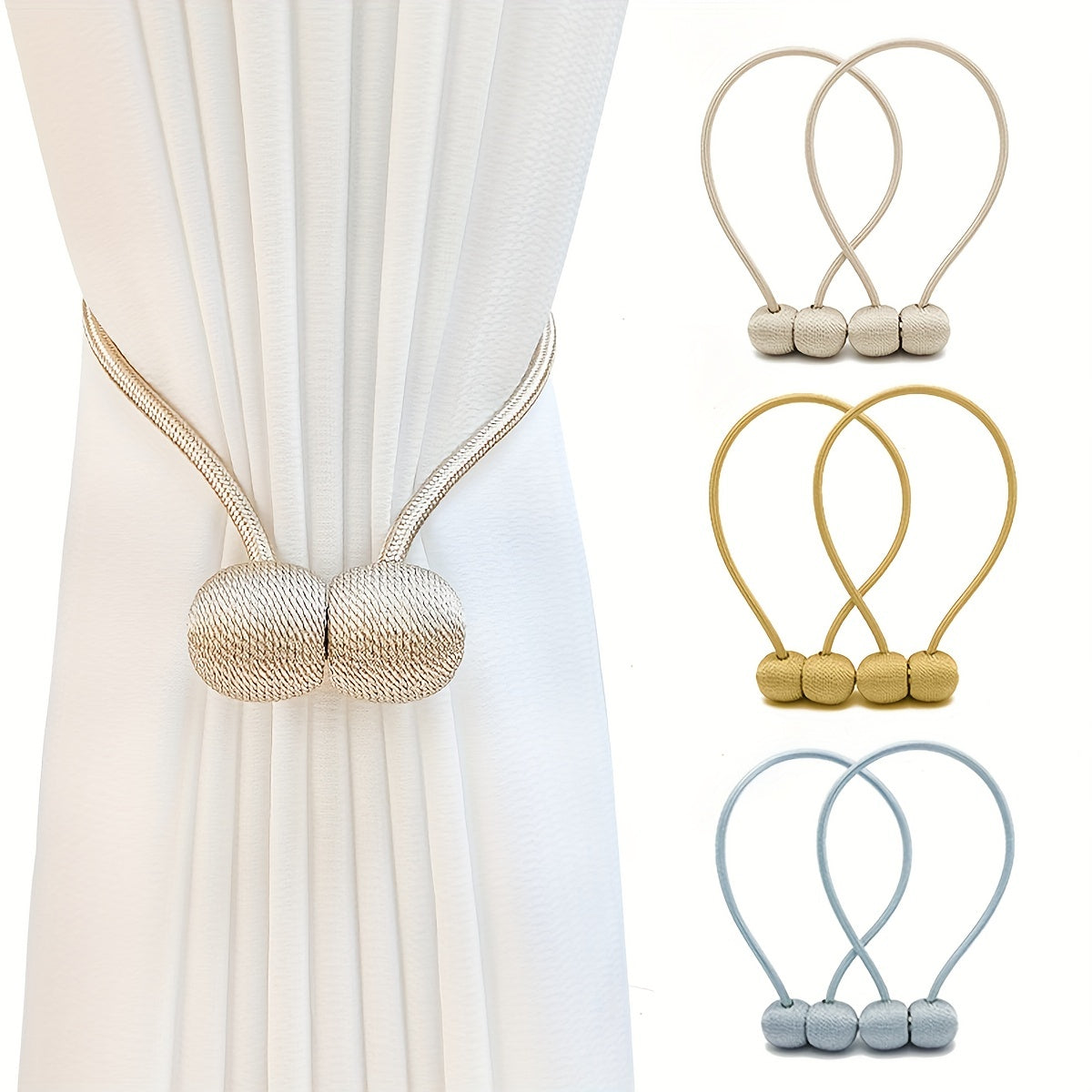 2pc Magnetic Decorative Binding Rope Magnetic Buckle Curtain Tieback
