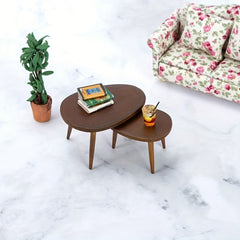 1:12 Scale OB11 Triangle Coffee Table & Desk Dark Brown Dollhouse Accessory