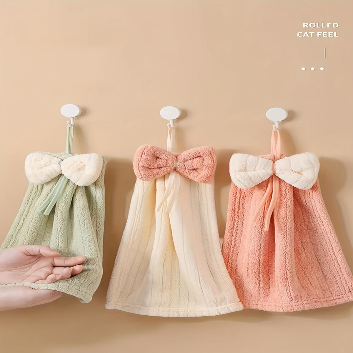 2pcs Bow Hanging Towel Soft and Absorbent for Quick Drying Hands & Dishes