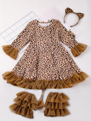 Leopard Print Ruffle Dress Halloween Costume Set