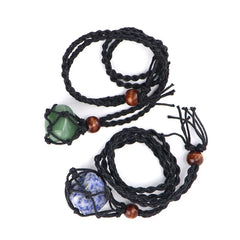 12pcs Adjustable Necklace Cord Empty Stone Holder Wax Rope Necklace