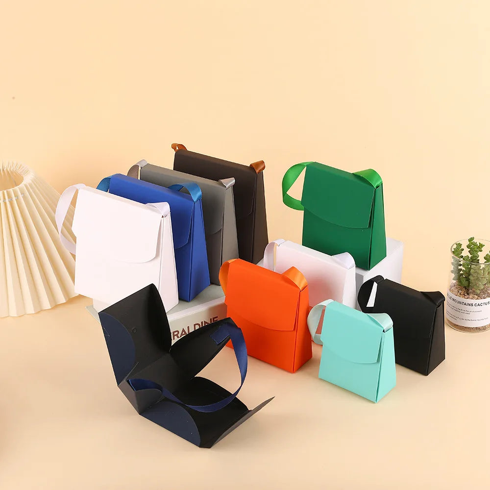 12pcs Folding Cardboard Bags for Wrapping Wedding Christmas Gift Tote Paper