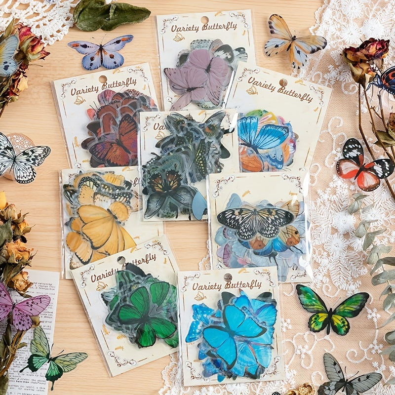 40pcs Butterfly Waterproof Stickers Scrapbooking Label Diary Cup Phone