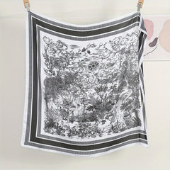 Vintage Solid Print Scarf Silk Square Shawl Classic Satin Windproof Head Wrap