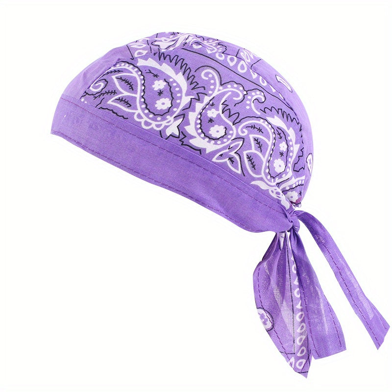 Paisley Print Turban Cap Ramadan Head Wrap Bandana Casual Lace Up Hijab Hat