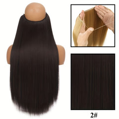 55 88 Cm No Clips Curly Hair Extension Fish Wire Natural Look Hairpiece