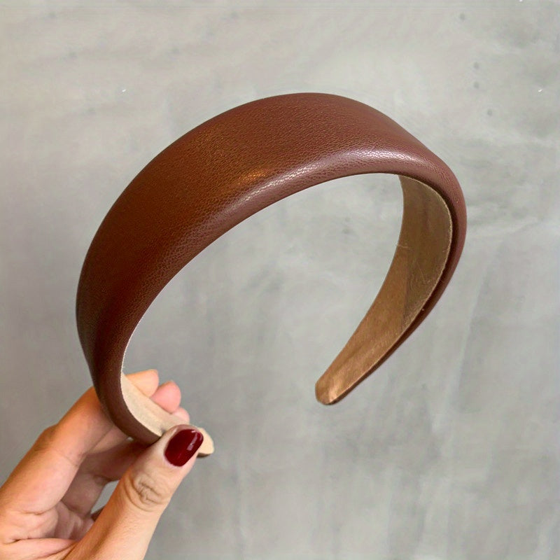 Retro PU Leather Hair Hoop for Wash Face Spa Makeup