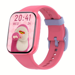 Kids Smartwatch Pink Purple Ages 6-12 Magnetic Charging Silicone Strap