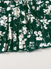  Floral Print Tie Front Short Sleeve V Neck Blouse