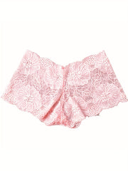 5pcs Floral Lace Boyshort Panties Soft & Breathable Women's Lingerie