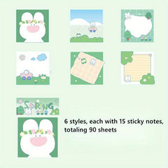 90pcs Rabbit Sticky Notes Student Square Small Sticky...