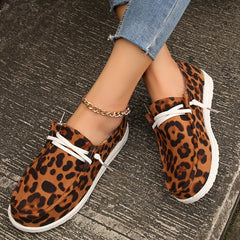 Leopard Print Flat Loafers Casual Stylish Shoes Women's Footwear