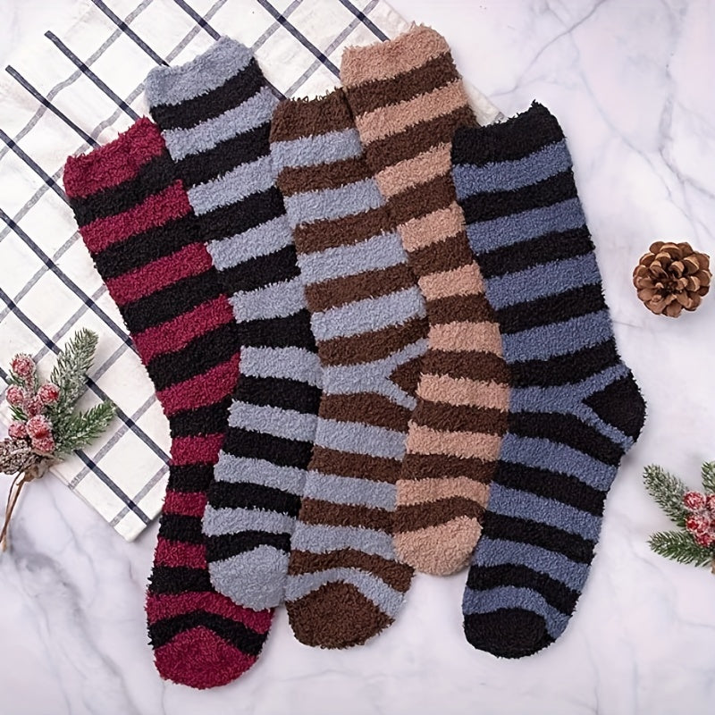 5 Pairs Men's Fluffy Winter Thermal Cozy Sleep Socks