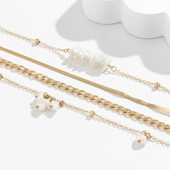 4pcs Irregular Pearl Tassel Decorative Necklace Set