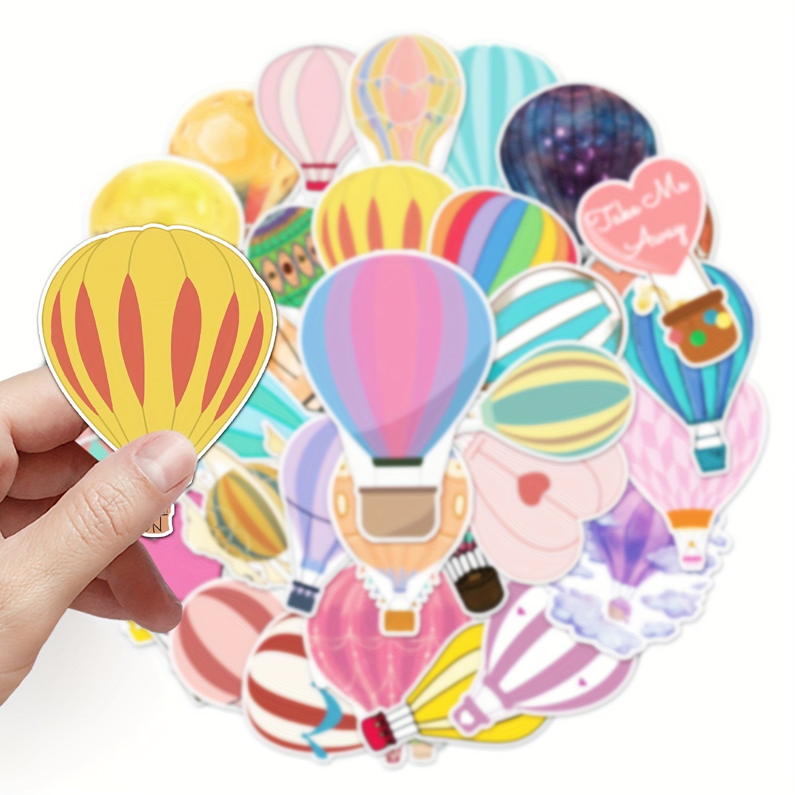 50pcs Hot Air Balloon Doodle Stickers Girl Style PVC Stickers Waterproof