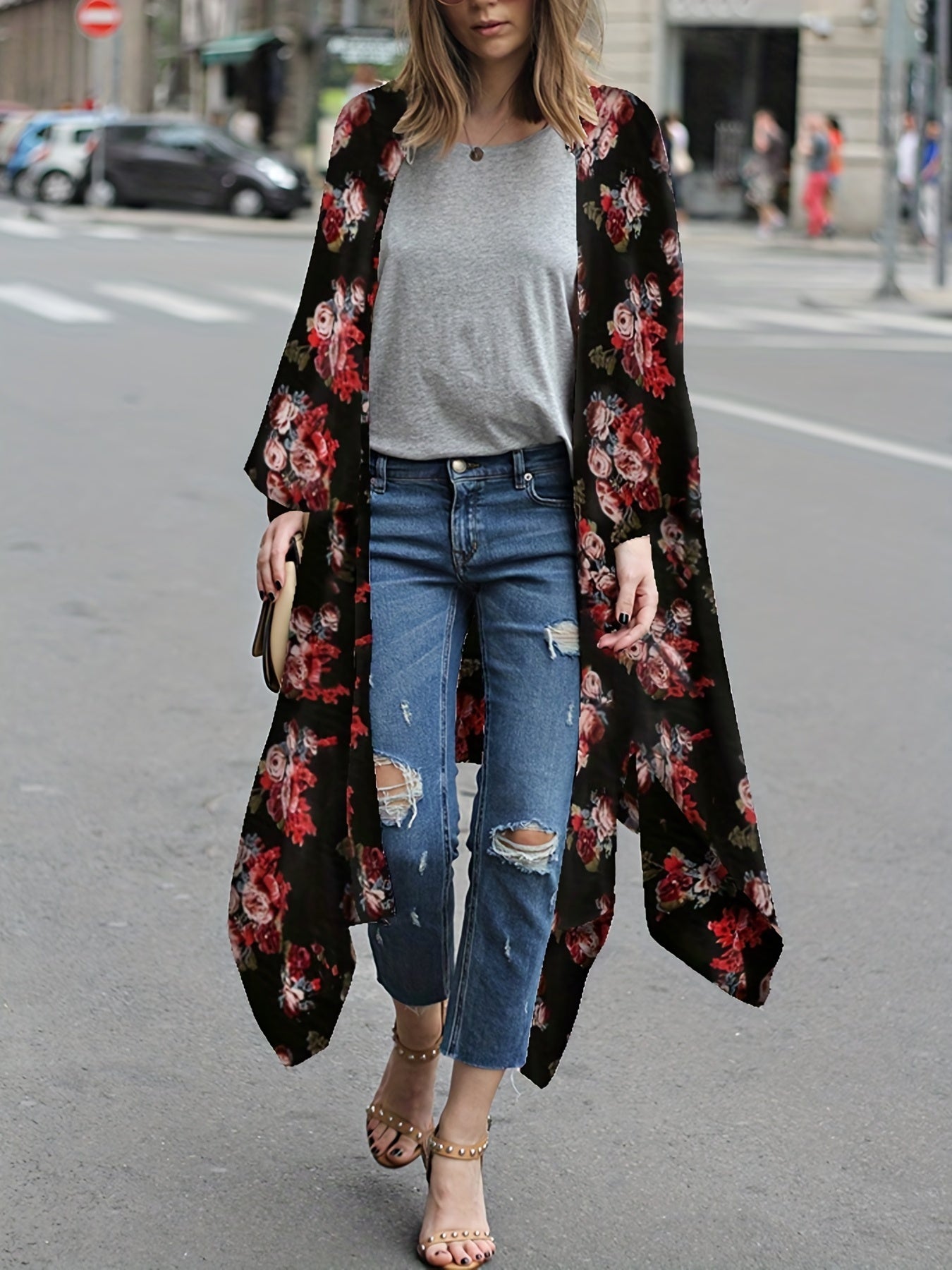 Sheer V Neck Loose Fit Cover Up Shirt