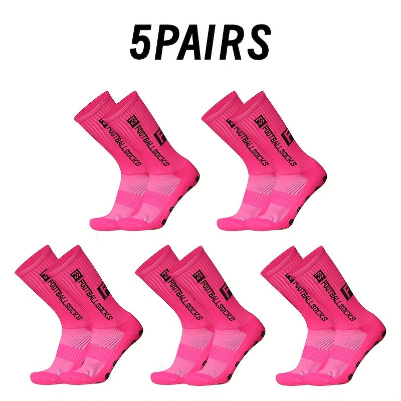 5 Pairs Non-Slip Mid-Calf Football Socks