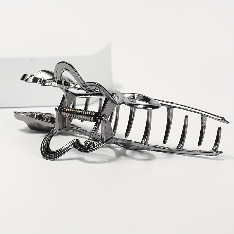 Rose Flower Metal Hair Claw Clip Silvery Non Slip Strong Hold Grip Hair Clip