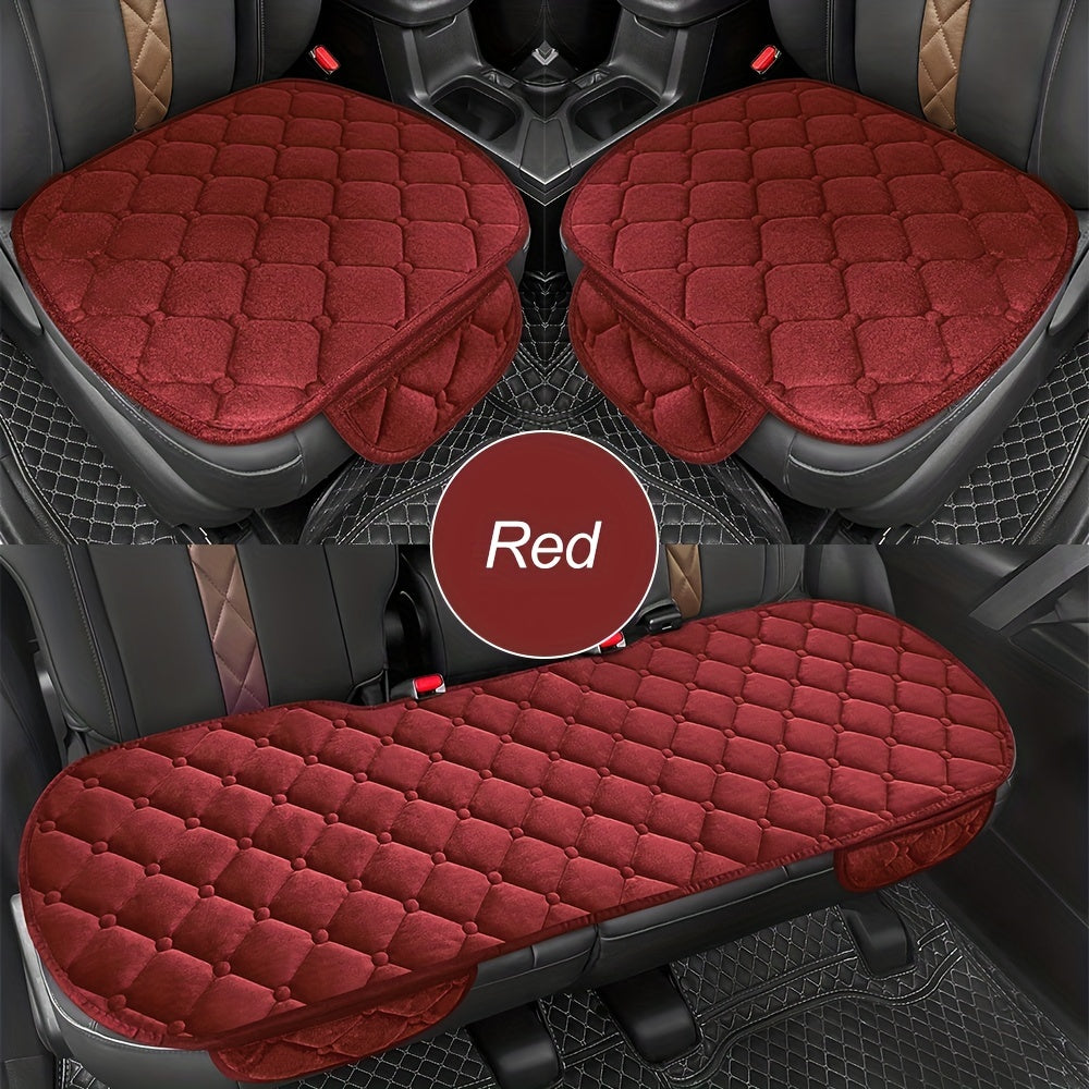 3pcs Universal Car Seat Cover Plush Breathable Warm Cushion