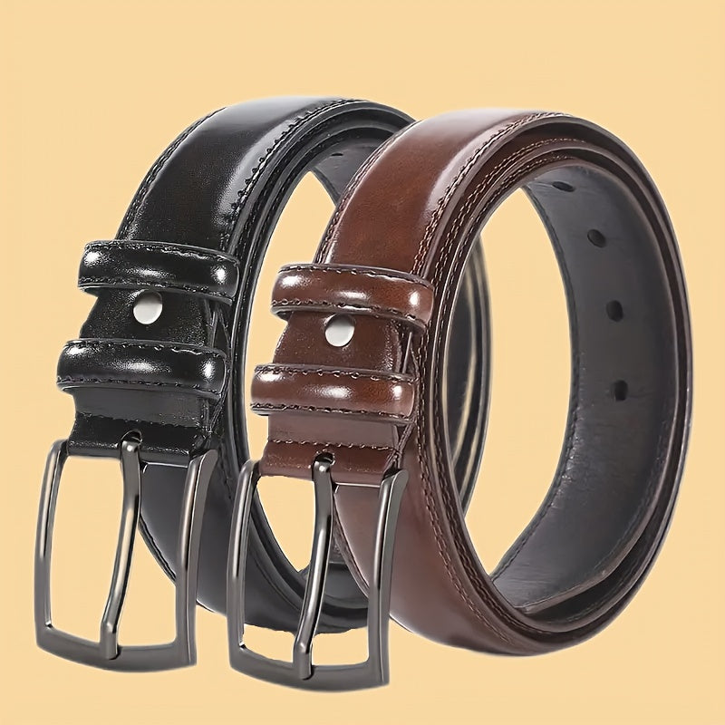 Men's PU Leather Belt w/ Square Buckle Waist Strap