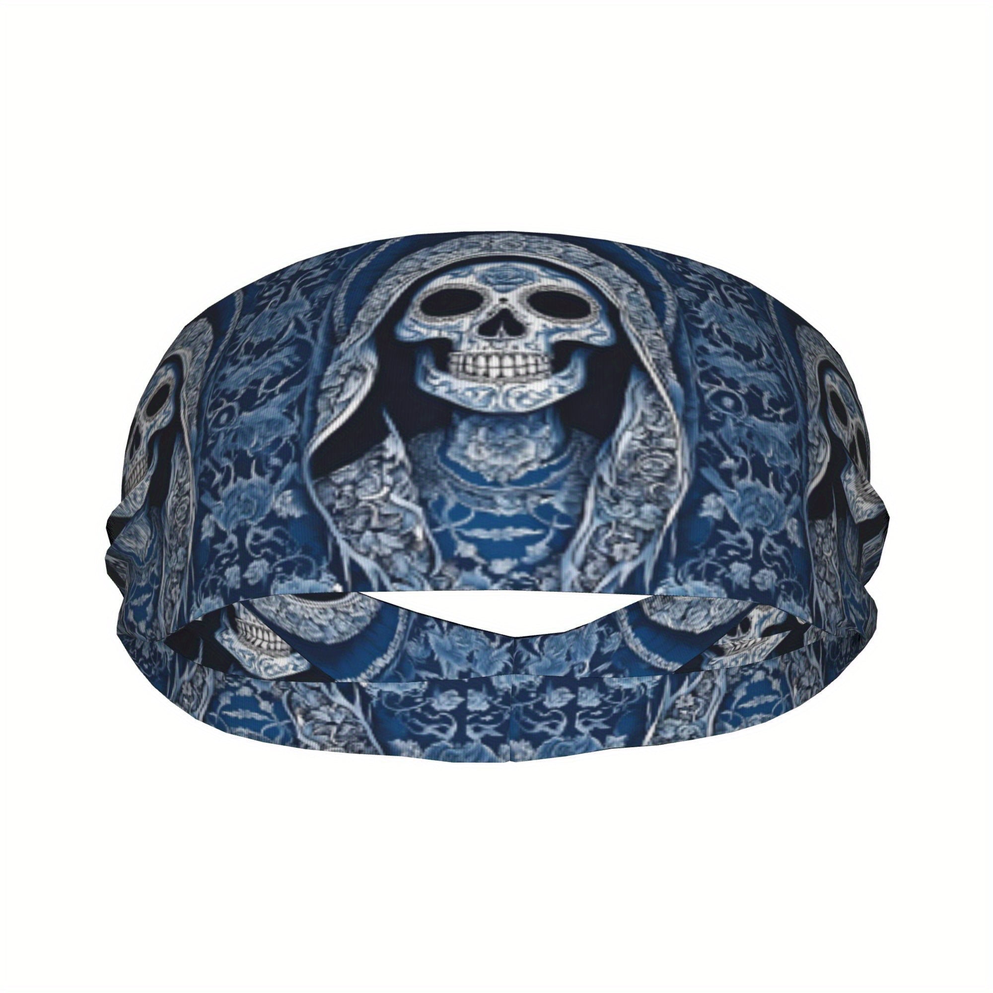 Skull Sports Headband Sweat Wicking Stretchy Polyester
