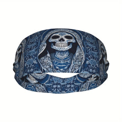 Skull Sports Headband Sweat Wicking Stretchy Polyester