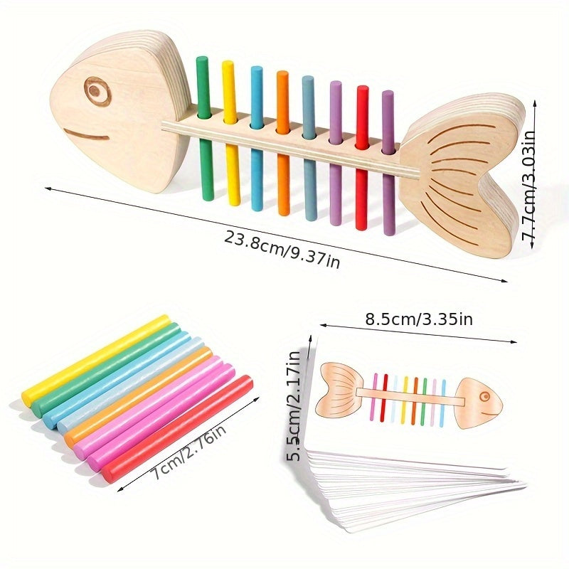 Wooden Fish Bone Sorting Toy Educational Game