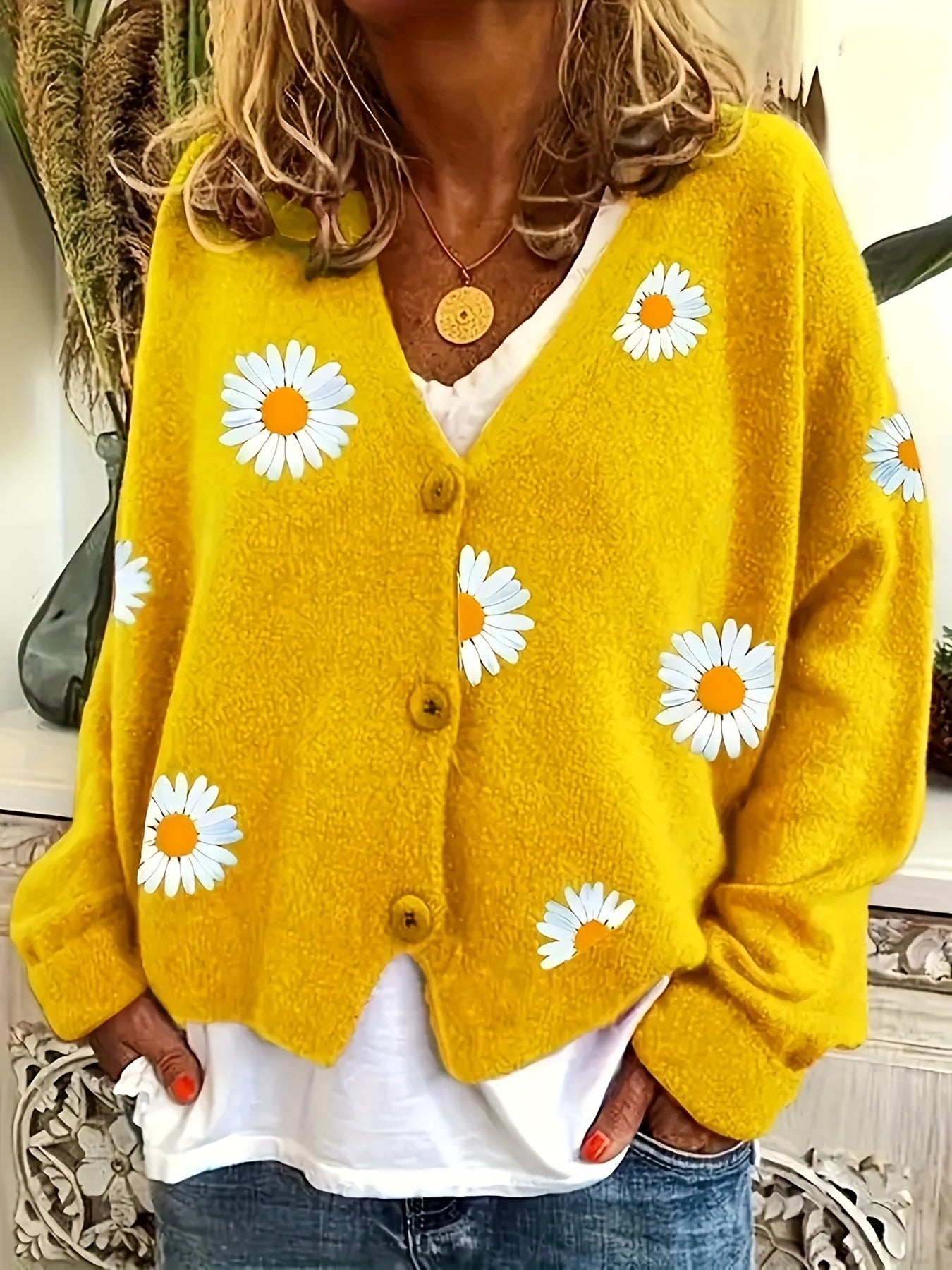  Floral Print Long Sleeve Cardigan